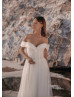 Ivory Lace Tulle Chic Wedding Dress With Removable Train